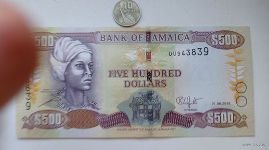 Werty71 Ямайка 500 долларов 2019 UNC банкнота