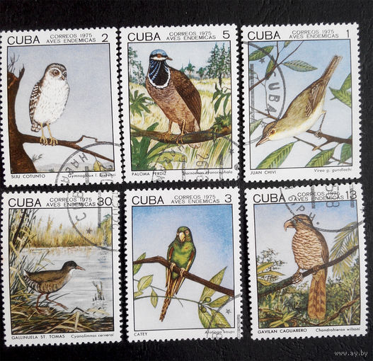 Куба 1975 г. Птицы. Фауна. полная серия из 6 марок #0045-Ф1