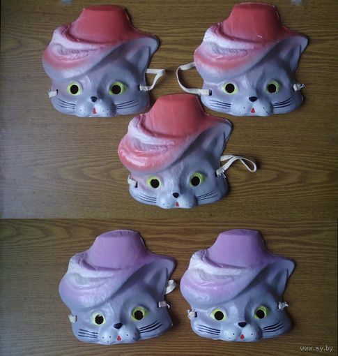 "Кот в сапогах" - детская новогодняя карнавальная маска (картон, папье-маше). (возможен обмен)