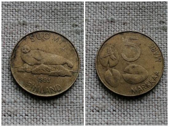 Финляндия 5 марок 1993/фауна/ Нерпа