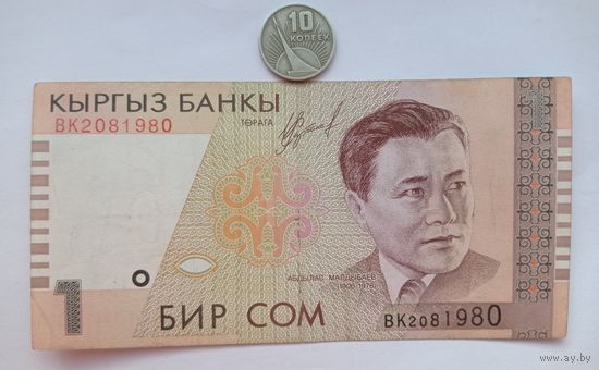 Werty71 Киргизия 1 сом 1999 банкнота