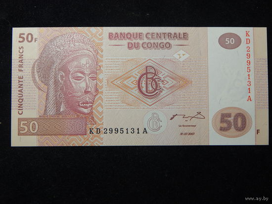 Конго 50 франков 2007г UNC