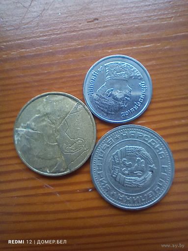 Болгария 50 сотинок 1974, Бельгия 5 франков 1986, Тайланд -43