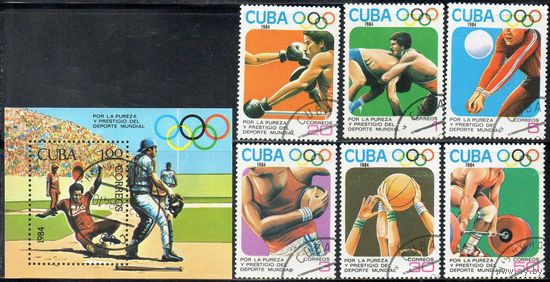 Виды спорта Куба 1984 год серия из 1 блока и 6 марок