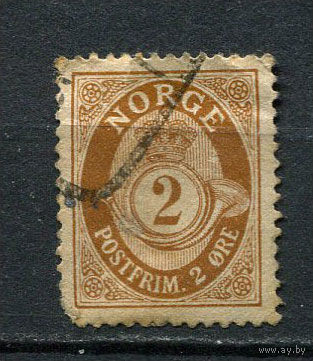 Норвегия - 1909/1920 - Цифры 2 O - (есть надрыв) - [Mi.76A] - 1 марка. Гашеная.  (Лот 47EC)-T5P5