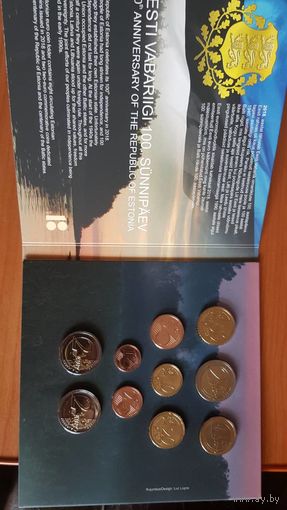 Эстония набор евро 2018 BU (10 монет)  Тираж: 5.000