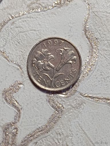 Бермуды 10 центов 1997 года .