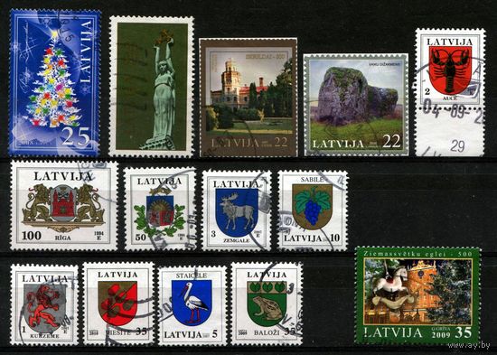 Латвия. 14 марок (все разные)