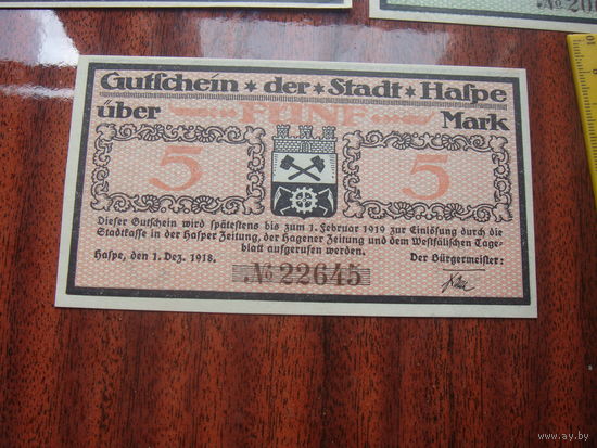 Германия  5 марок 1918 Нотгельд