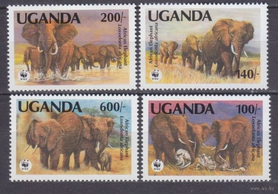 1991 Уганда 960-963 WWF / Слоны 10,00 евро