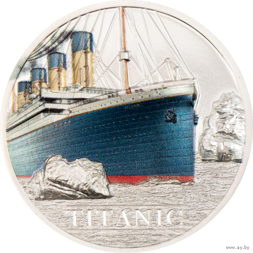 Острова Кука 5 долларов 2022г. "Титаник". Монета в капсуле; подарочной рамке - футрляре; сертификат; коробка. СЕРЕБРО 31,10гр.(1 oz).