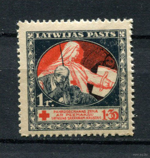 Латвия - 1920 - Красный крест 1r/ 1,3r - [Mi.54y] - 1 марка. MNH.  (Лот 53BA)