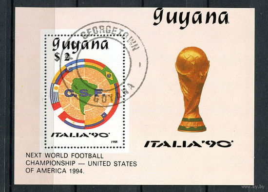 Гайана - 1989 - Футбол - [Mi. bl. 50] - 1 блок. Гашеный.