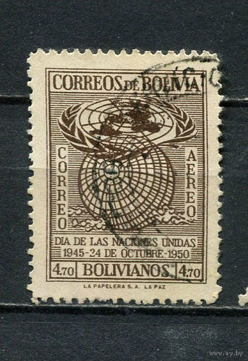 Боливия - 1950 - ООН 4,70В. Авиамарка - [Mi.450] - 1 марка. Гашеная.  (Лот 12EK)-T7P12