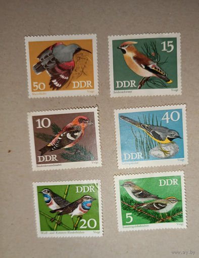 ГДР, певчие птицы. 6 марок