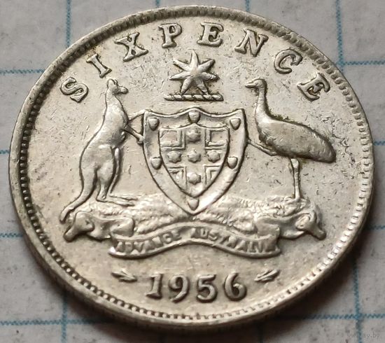 Австралия 6 пенсов, 1956      ( 2-4-8 )