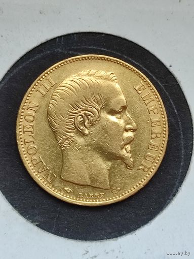 Монета 20 франков 1856 г. Франция. Золото.