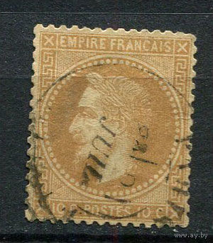 Франция - 1862/1870 - Император Наполеон III - 10c - (есть тонкое место) - [Mi.27] - 1 марка. Гашеная.  (Лот 105BZ)