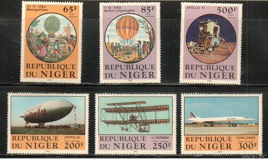 Нигер-1983 (Мих.825-830) ** , История авиации, Дирижабль, Самолеты (полная серия)