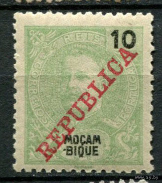 Португальские колонии - Мозамбик - 1911 - Король Карлуш I. Надпечатка REPUBLICA на 10R - [Mi.105] - 1 марка. MH.  (Лот 133BA)