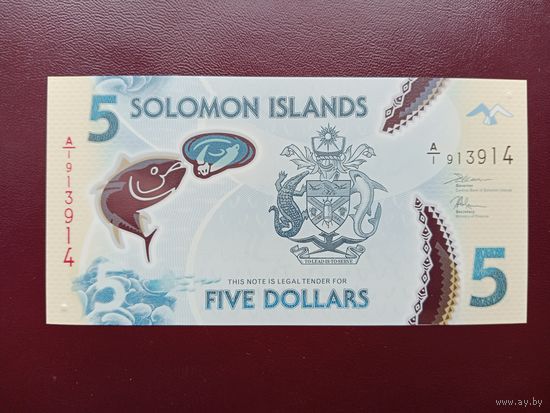 Соломоновы острова 5 долларов 2019 UNC