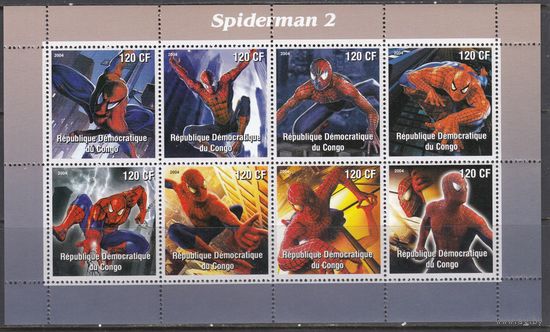 Человек паук Spider Man Мультфильм Мультипликация Кино 2004 Конго MNH полная серия 8 м зуб