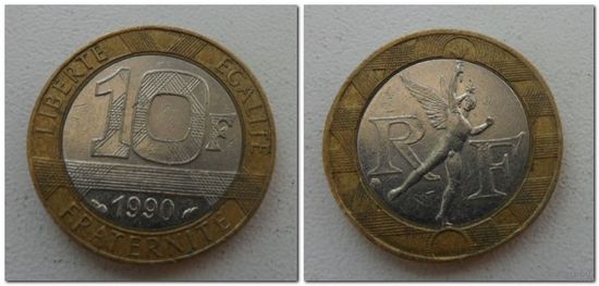 10 франков Франция 1990 год, KM# 964.1, 10 FRANCS - из мешка