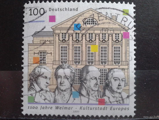 Германия 1999 Поэты и писатели: Гете, Шиллер и др. Михель-1,1 евро гаш.