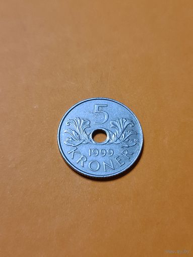 Монета 5 крон Норвегия 1999 г.