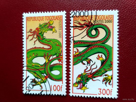 Марки Республики Того. Китайский Новый год. Дракон. Из серии. Цена за 2 марки.