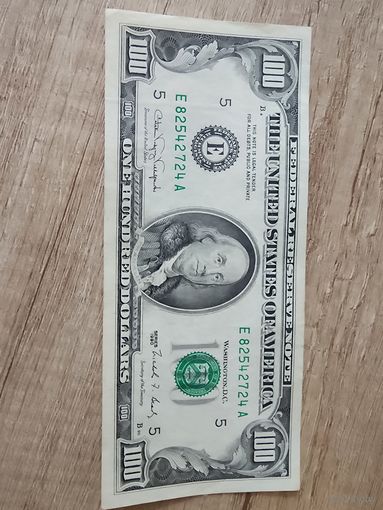 Редкая купюра 100 долларов США 1990 год