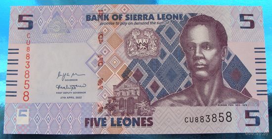 Сьерра-Леоне. 5 леоне 2022 года Номер по каталогу: P36