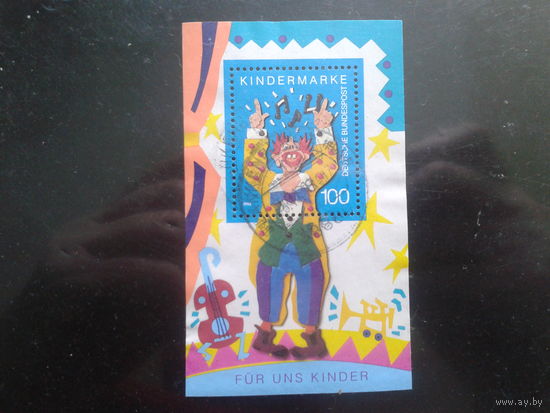Германия 1993 Детям, музыкальный клоун блок Михель-2,2 евро гаш.