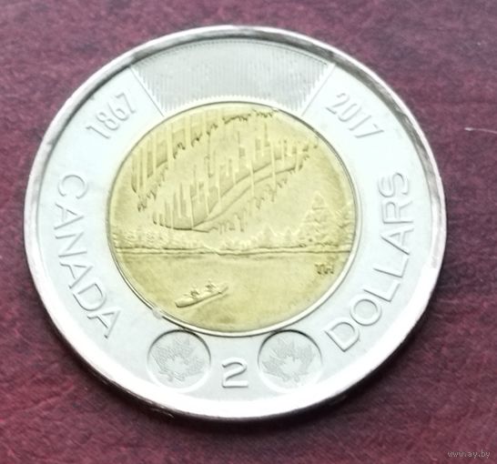 Канада 2 доллара, 2017 150 лет Конфедерации Канада - Полярное сияние