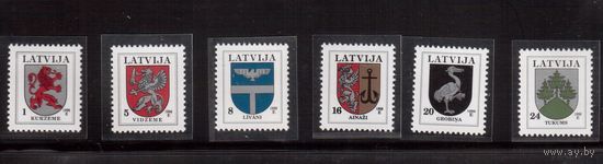 Латвия-1996 (Мих.371AII,373AII,399II,400II-402II)  ** , Стандарт, Гербы