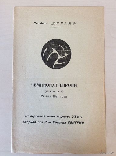 СССР - Венгрия. Отборочный матч ЧЕ (юноши) (27.05.1981)