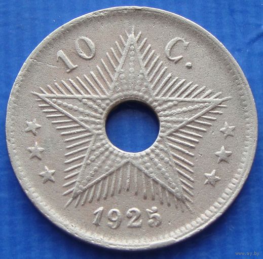 Бельгийское Конго. 10 сантимов 1925 года  KM#18   Тираж: 4.800.000 шт  Редкая!!!
