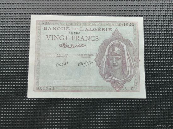 Алжир  20 франков 1945