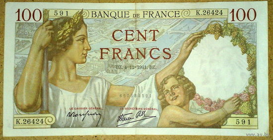 100 франков 1941г. P94