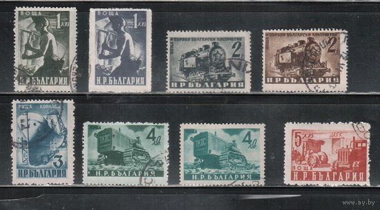 Болгария-1950, (Мих.723-730),  гаш.   , Стандарт, Рабочий, Паровоз, Корабль, Трактор (полная серия)