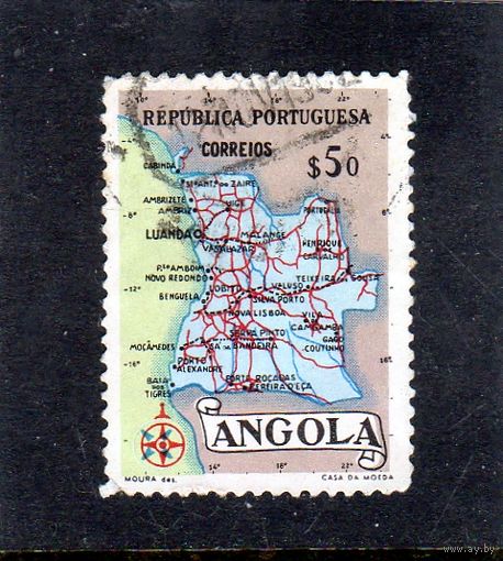 Ангола. Ми-394. Карта Анголы.1955.