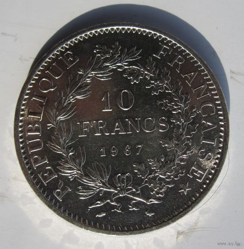 Франция 10 франков 1967, серебро. v.-05
