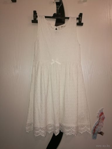 Белое ажурное платье H&M, р.134-140 (8-10 лет)