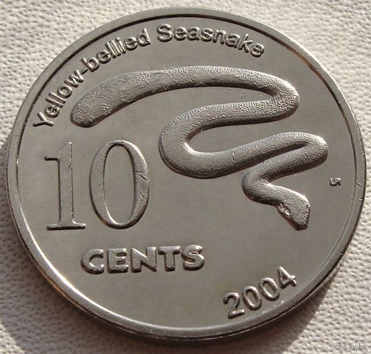 Кокосовые острова "Киллинг" 10 центов 2004 год  X#12  "Морская змея"   Тираж: 60.000 шт