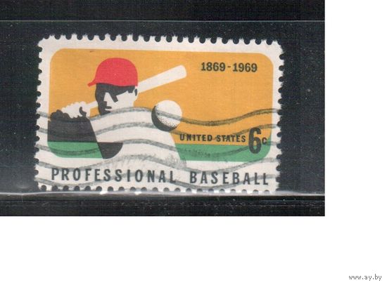 США-1969, (Мих.992) , гаш., Спорт, Бейсбол (одиночка)