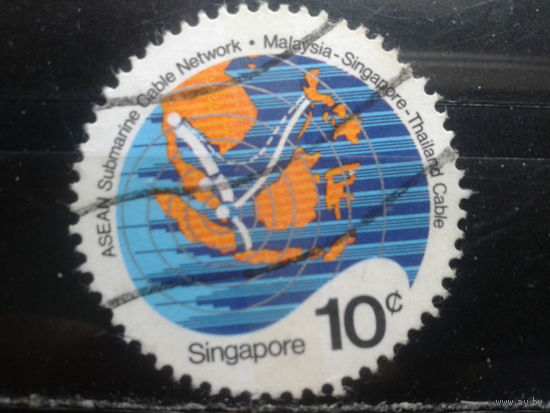 Сингапур, 1983. Карта, трассировка подводного кабеля