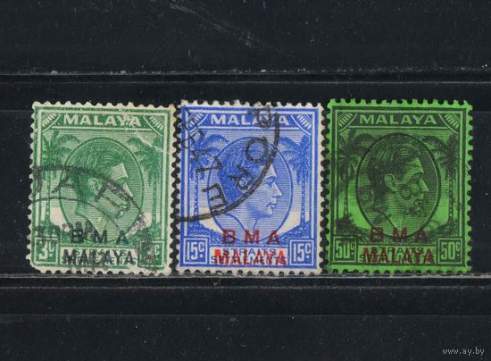 GB Колонии Малайя Британская военная администрация 1945 GVI Надп #3,9y,11