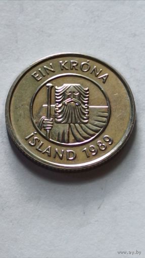 Исландия. 1 крона  1989 года.