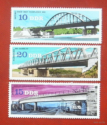 ГДР. Железнодорожные мосты. ( 3 марки ) 1976 года. 7-11.