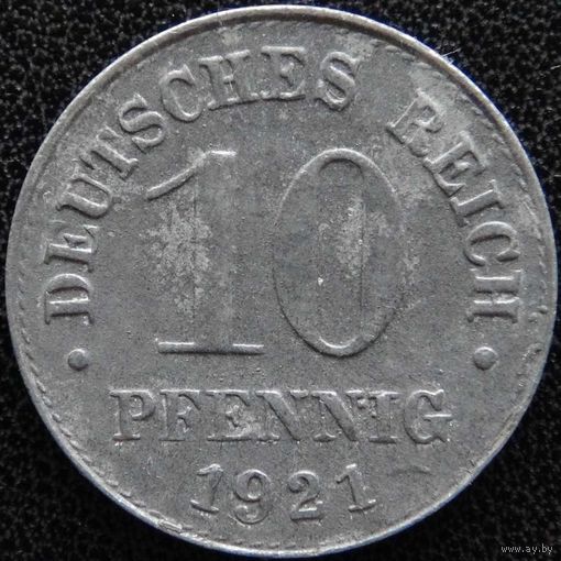 YS: Германия, 10 пфеннигов 1921, цинк, KM# 26 (1)